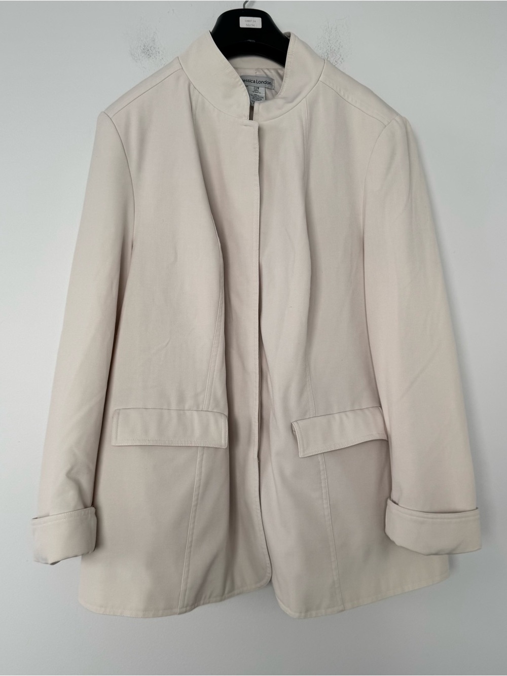 Jessica London Long Blazer Jacket Womens Off White Cream Coat 22W Plus Size